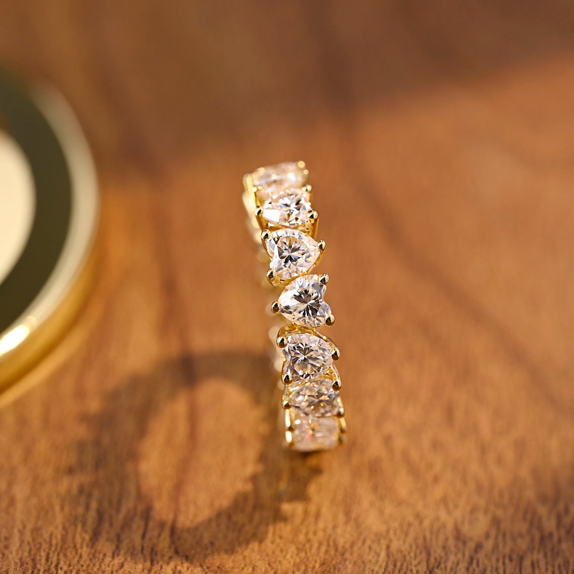 0.6 TCW Heart Full Eternity Moissanite Wedding Band