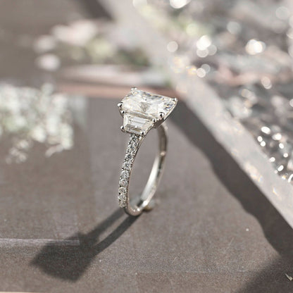 4 CT Radiant Cluster Moissanite Engagement Ring