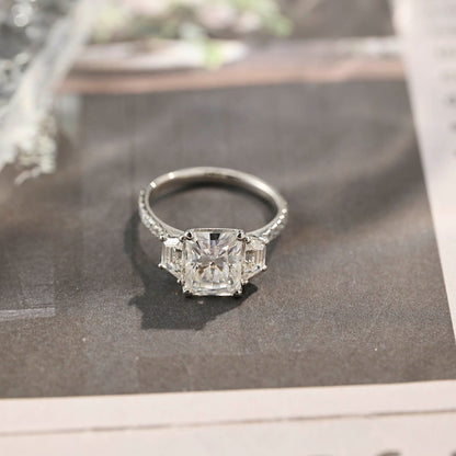 4 CT Radiant Cluster Moissanite Engagement Ring