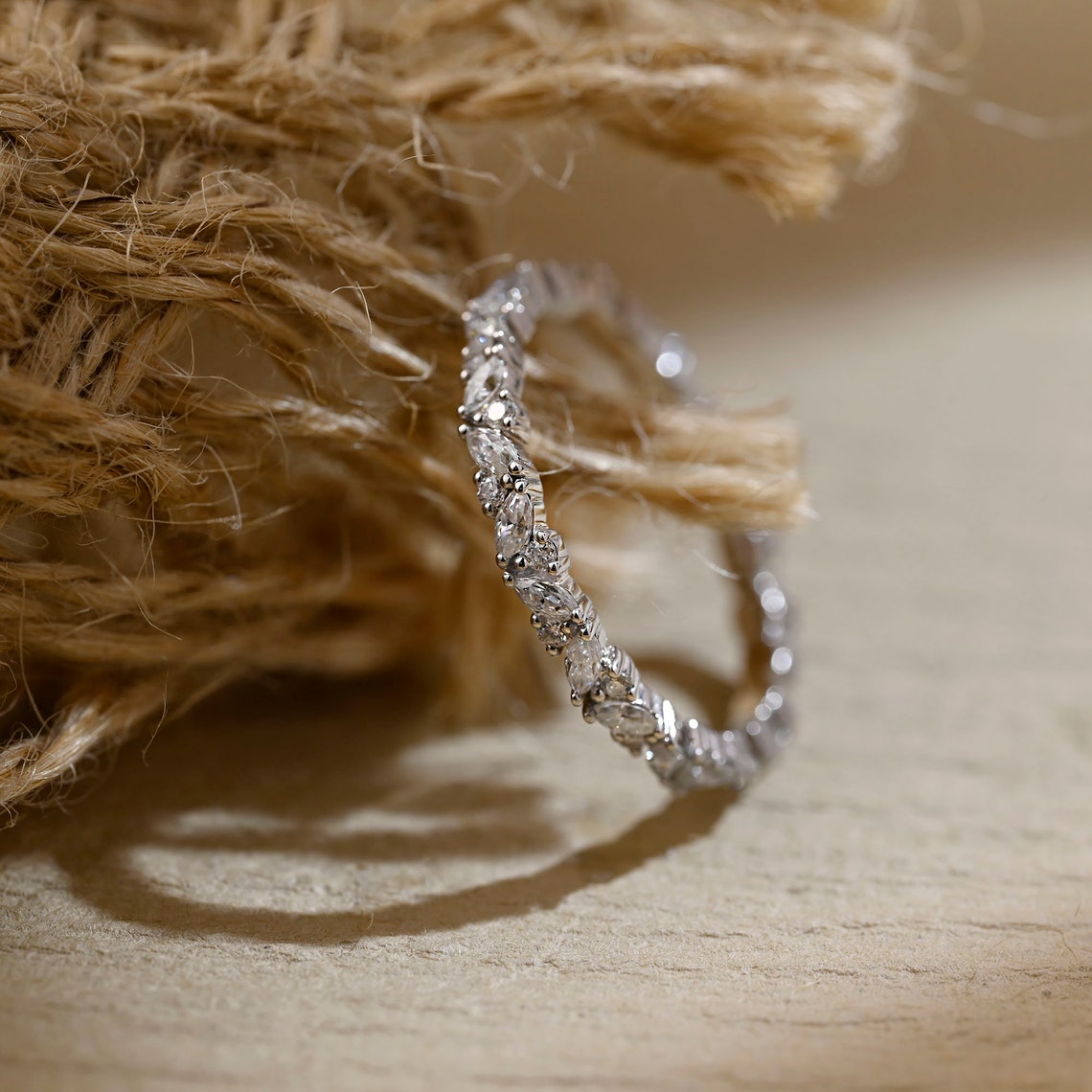 0.3 TCW Round & Marquise Full Eternity Moissanite Wedding Band