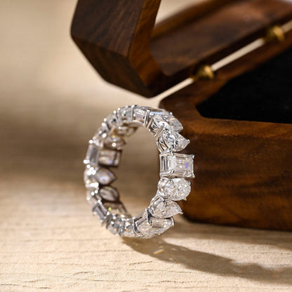 0.4 TCW Oval, Pear & Emerald Full Eternity Moissanite Wedding Band
