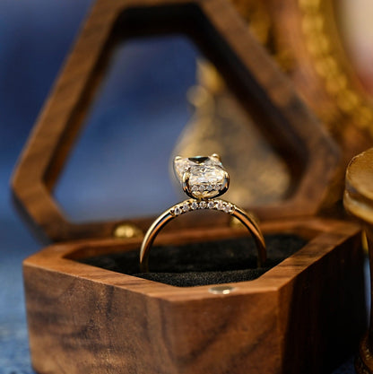 3.5 CT Radiant Hidden Halo Moissanite Engagement Ring