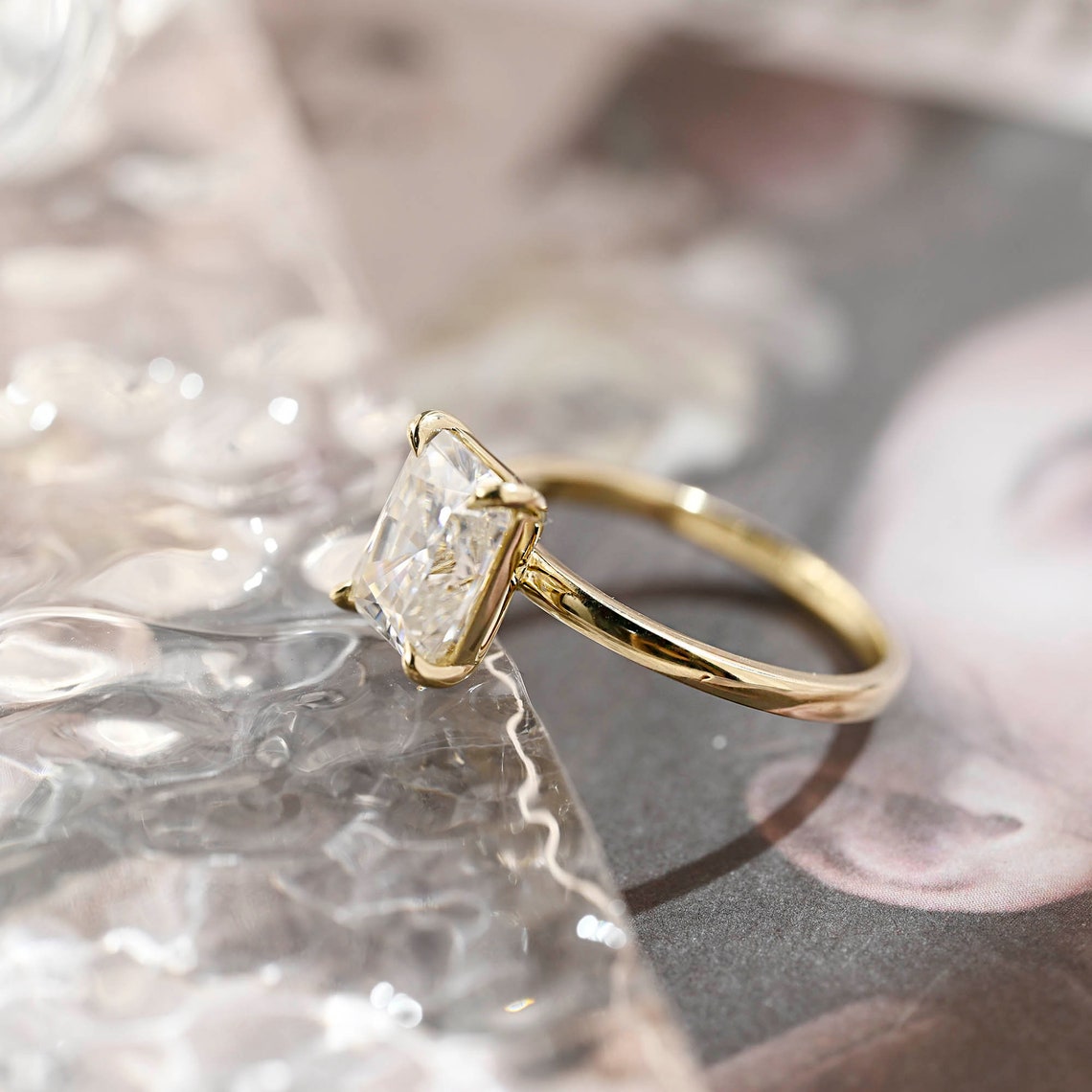 3 CT Radiant Solitaire Moissanite Engagement Ring