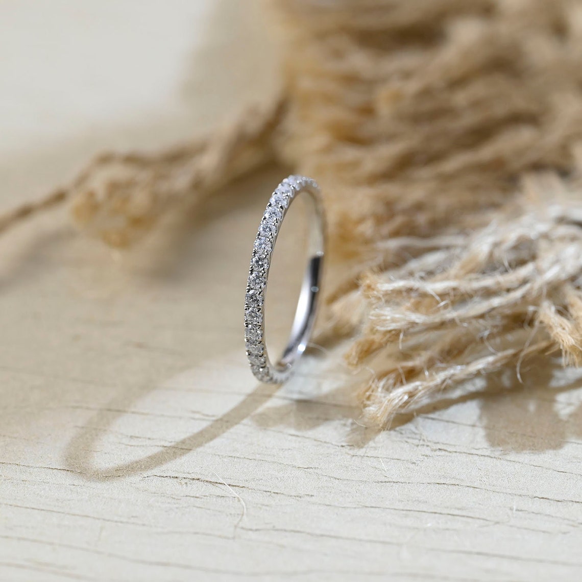 0.6 TCW Round Full Eternity Moissanite Wedding Band