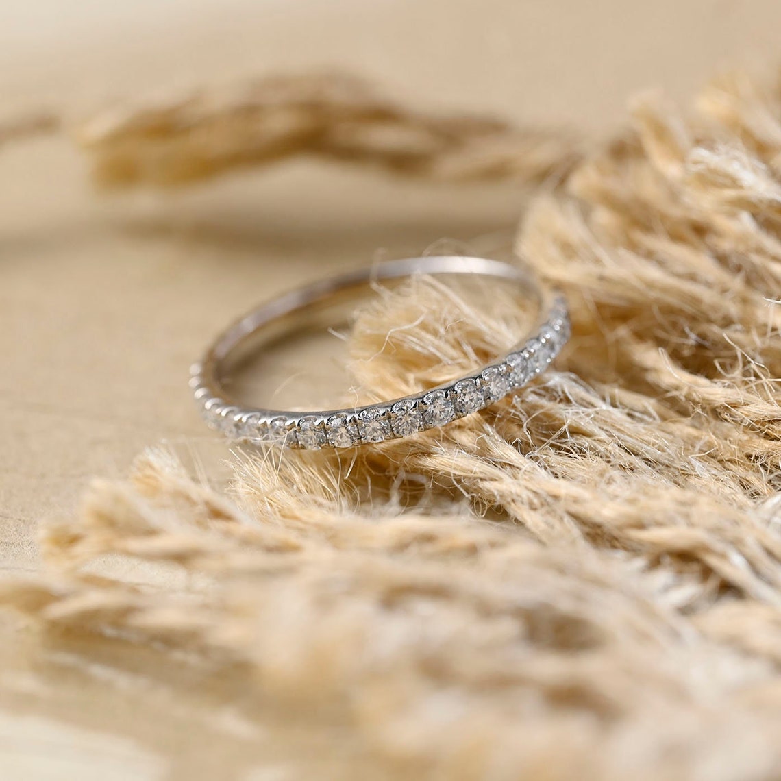 0.6 TCW Round Full Eternity Moissanite Wedding Band