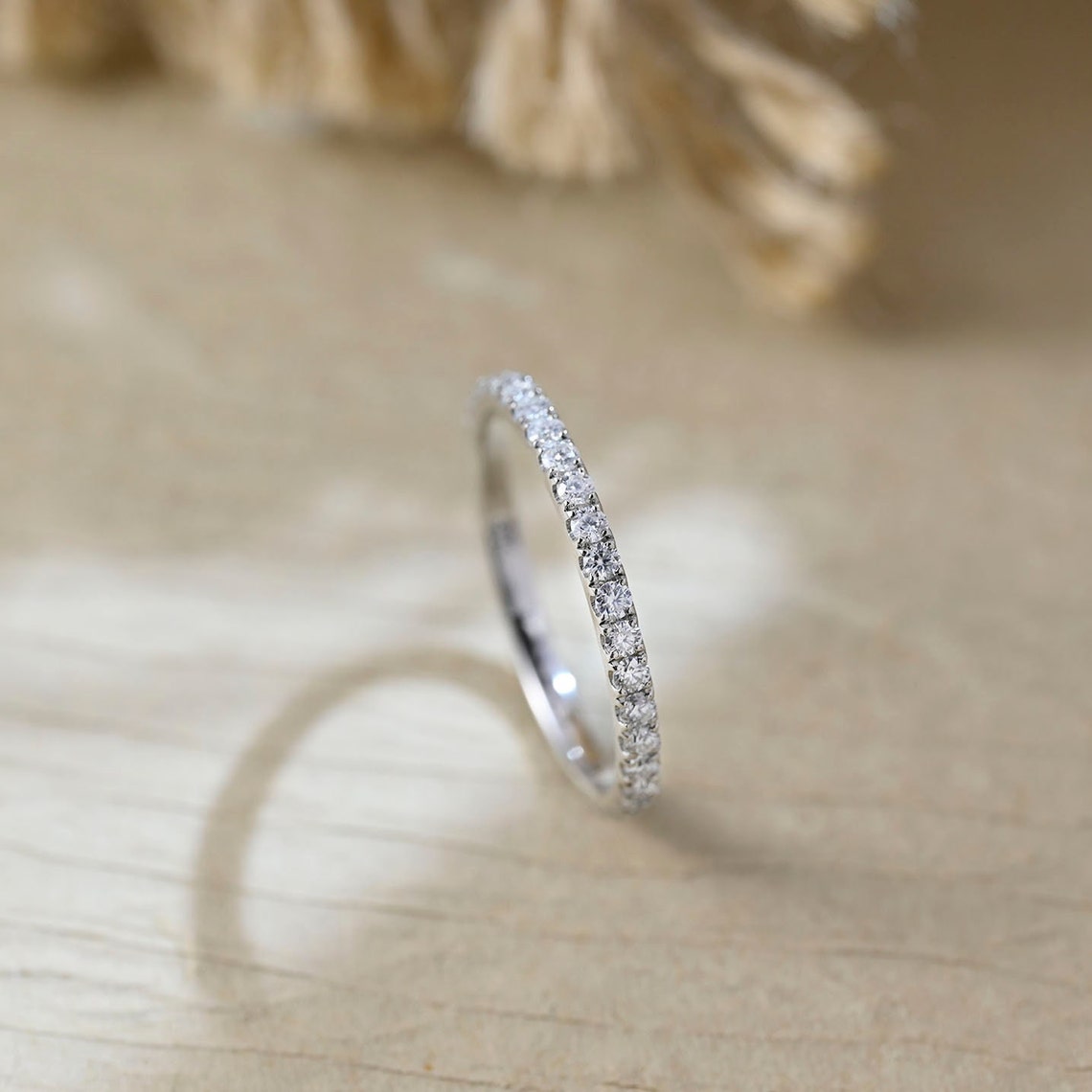 0.6 TCW Round Full Eternity Moissanite Wedding Band
