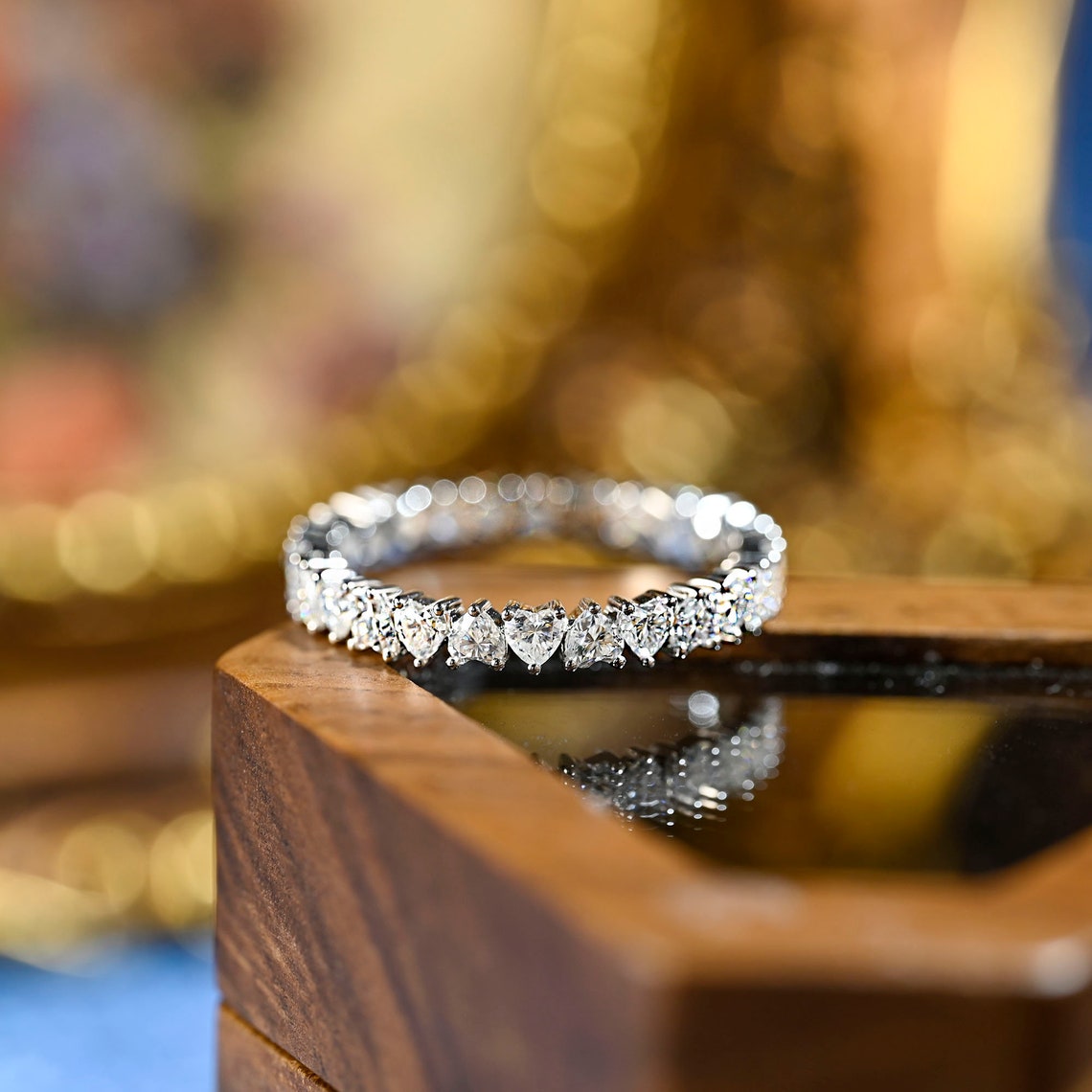 0.9 TCW Heart Full Eternity Moissanite Wedding Band