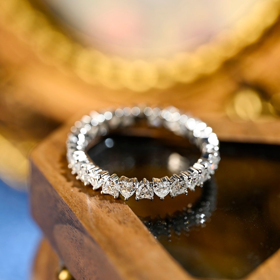 0.9 TCW Heart Full Eternity Moissanite Wedding Band
