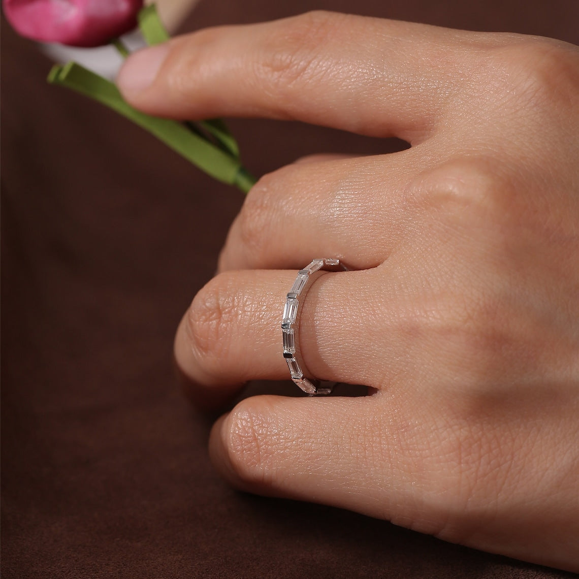 1.4 TCW Baguette Full Eternity Moissanite Wedding Band