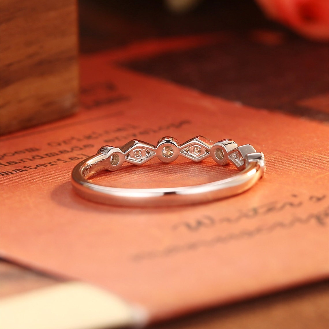 0.3 TCW Round Milgrain Moissanite Wedding Band