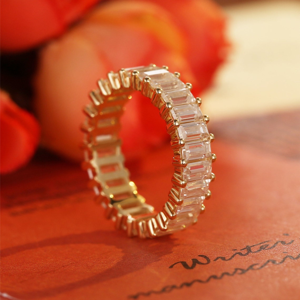 0.5 TCW Baguette & Emerald Full Eternity Moissanite Wedding Band