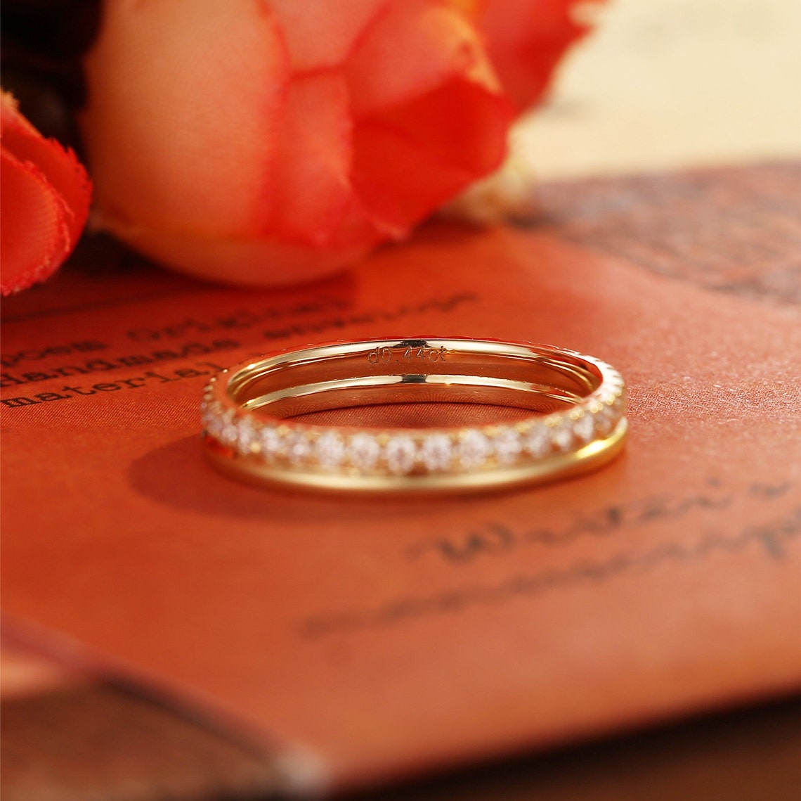 0.3 TCW Round Double Shank & Full Eternity Moissanite Wedding Band