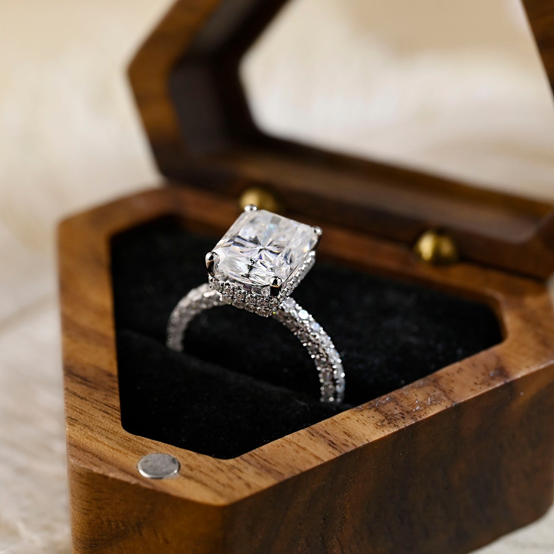 3 CT Radiant Pave Moissanite Engagement Ring