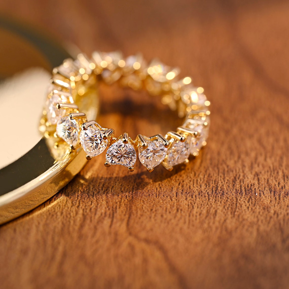 0.6 TCW Heart Full Eternity Moissanite Wedding Band