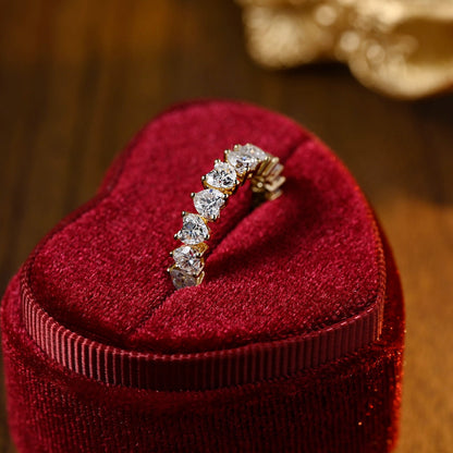 0.6 TCW Heart Full Eternity Moissanite Wedding Band