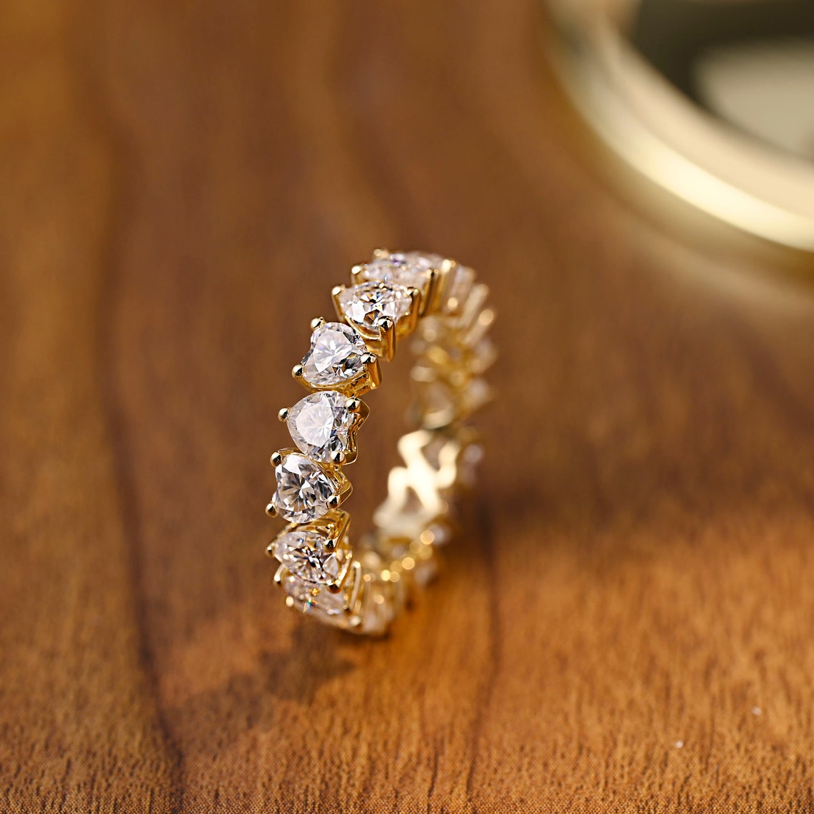 0.6 TCW Heart Full Eternity Moissanite Wedding Band
