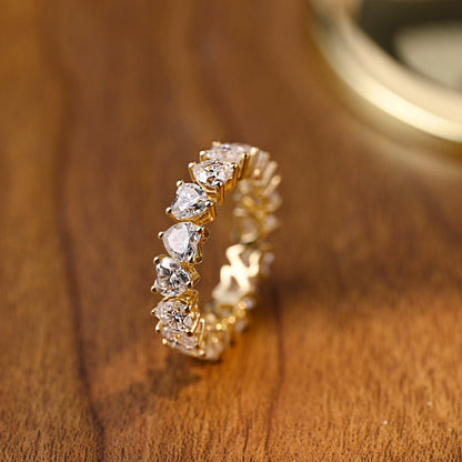 0.6 TCW Heart Full Eternity Moissanite Wedding Band