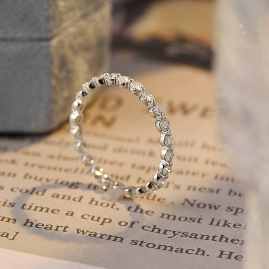 0.45 TCW Round Full Eternity Moissanite Wedding Band