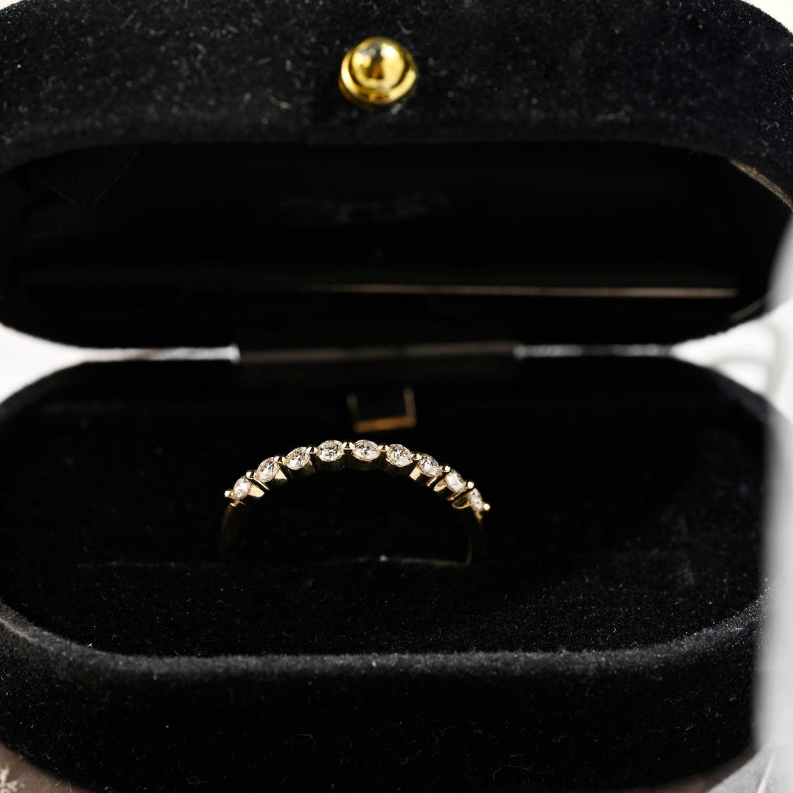 0.3 TCW Round Half Eternity Moissanite Wedding Band