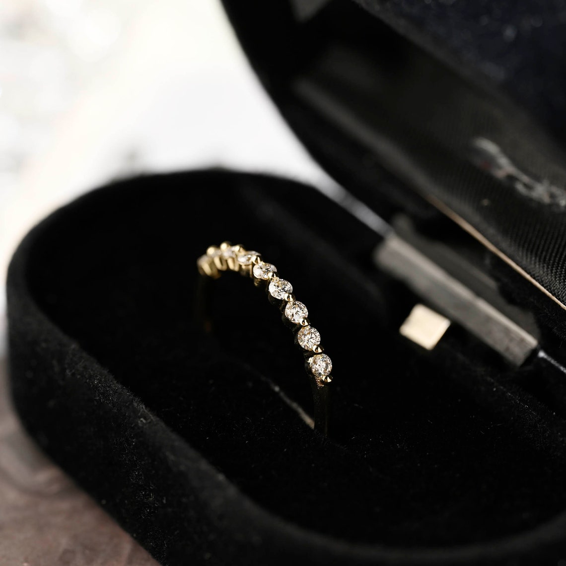 0.3 TCW Round Half Eternity Moissanite Wedding Band