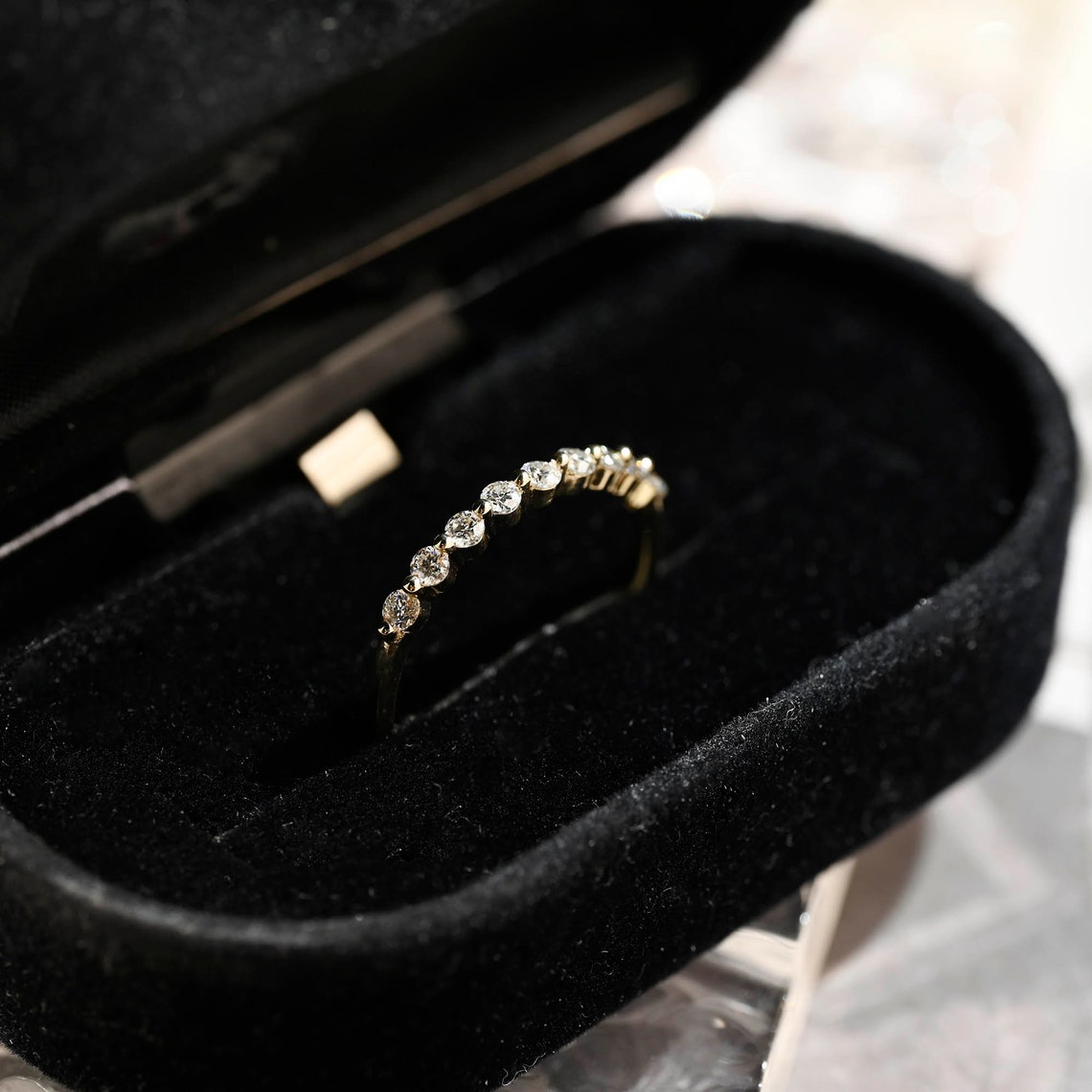 0.3 TCW Round Half Eternity Moissanite Wedding Band