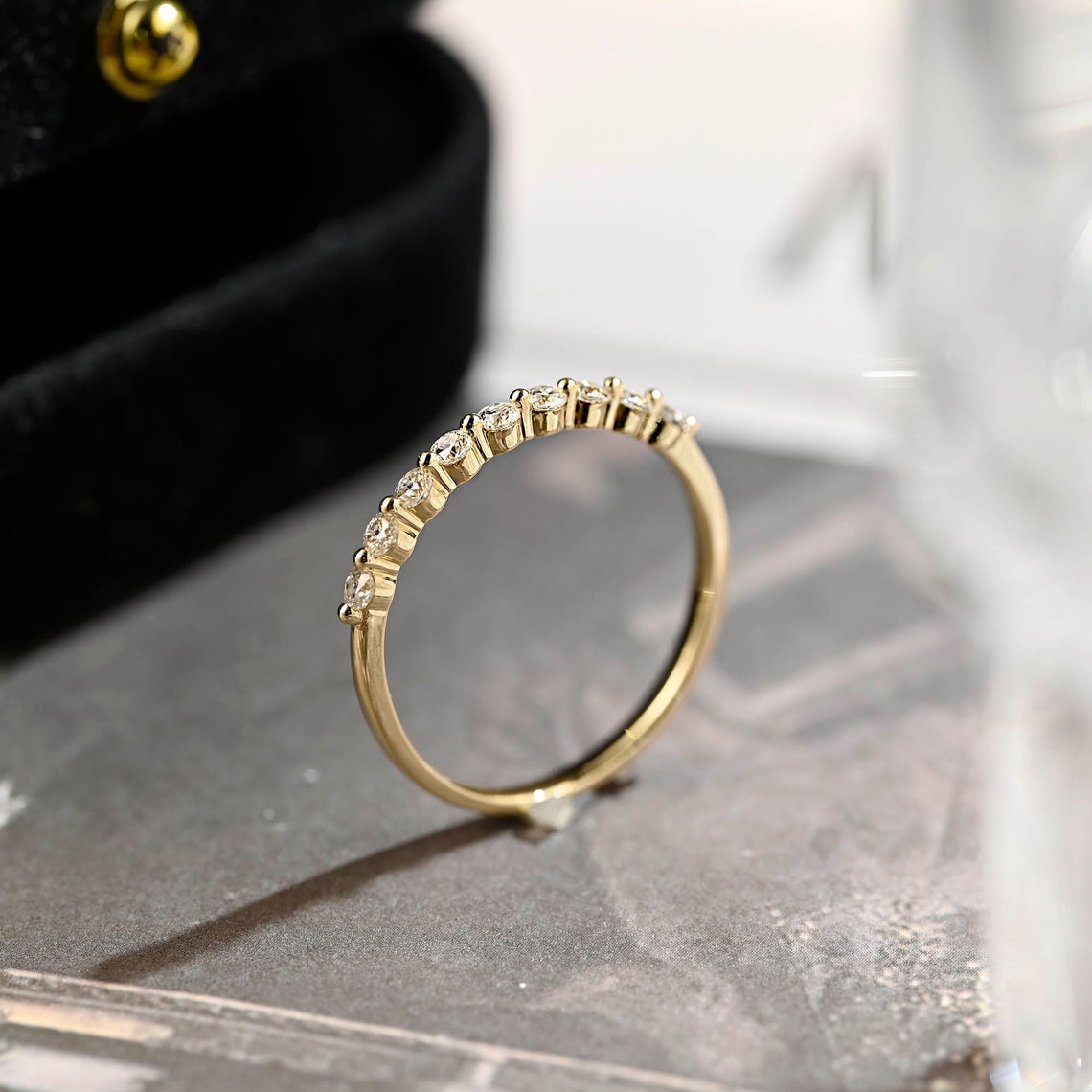 0.3 TCW Round Half Eternity Moissanite Wedding Band
