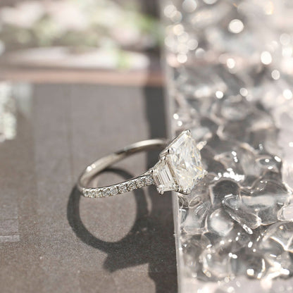 4 CT Radiant Cluster Moissanite Engagement Ring