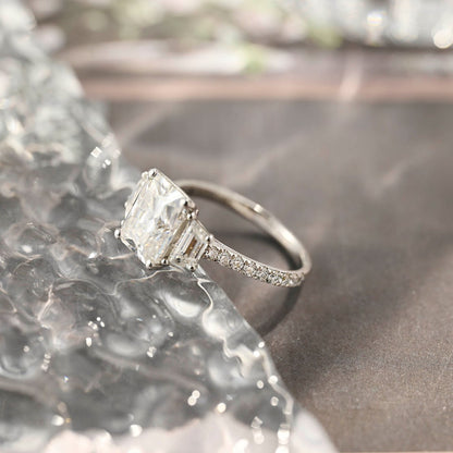 4 CT Radiant Cluster Moissanite Engagement Ring