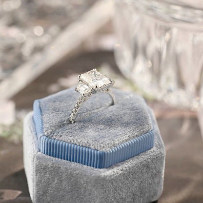 4 CT Radiant Cluster Moissanite Engagement Ring