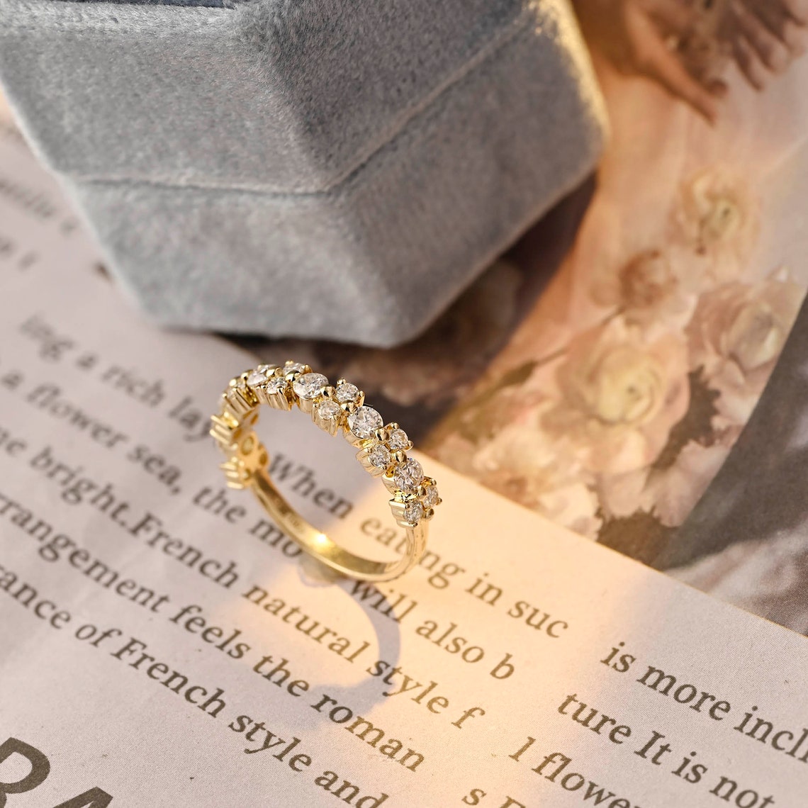 0.2 TCW Round Cluster Moissanite Wedding Band