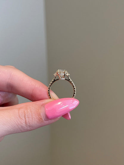 2 CT Oval Shaped Moissanite Engagement Ring In Hidden Halo Design