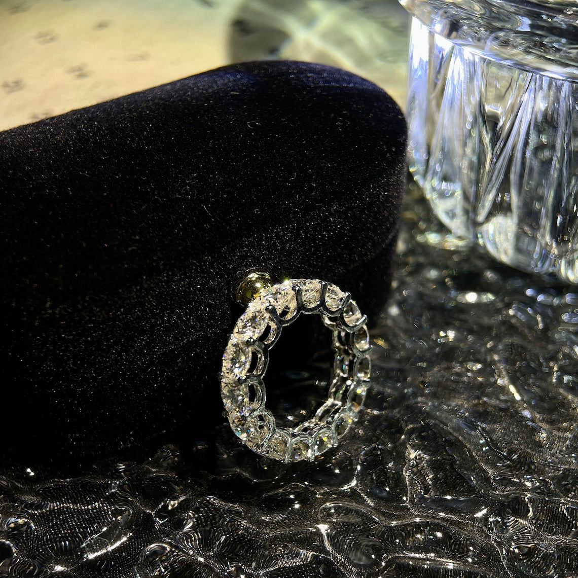 1 TCW Cushion Full Eternity Moissanite Wedding Band