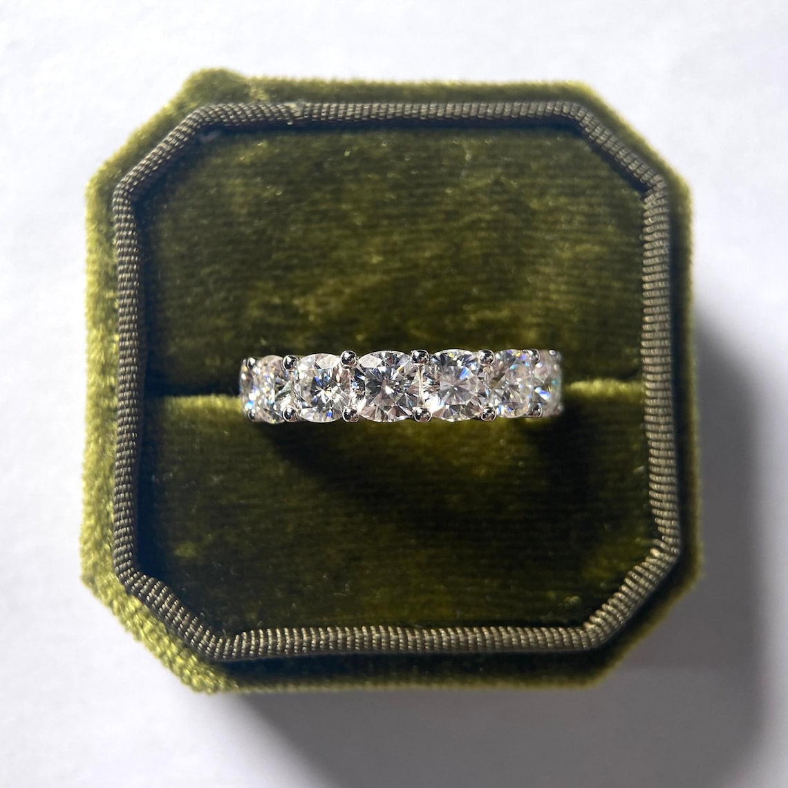 1 TCW Cushion Full Eternity Moissanite Wedding Band