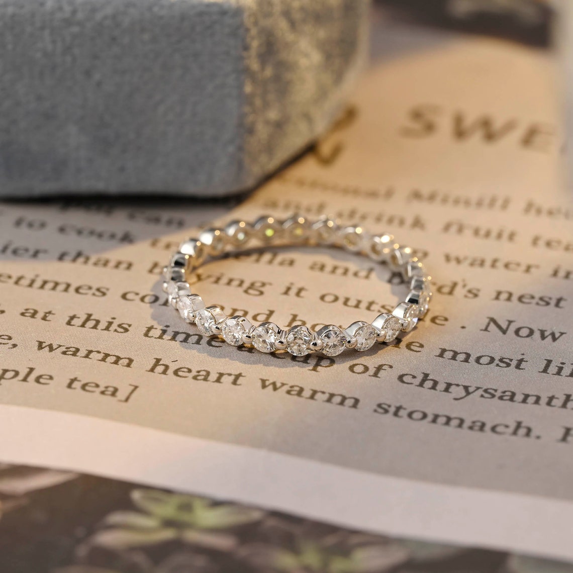 0.45 TCW Round Full Eternity Moissanite Wedding Band