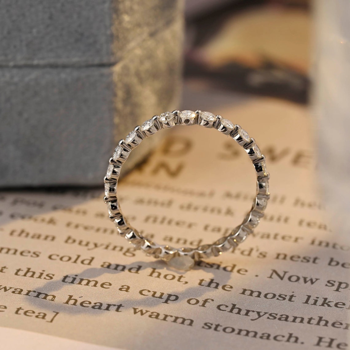 0.45 TCW Round Full Eternity Moissanite Wedding Band