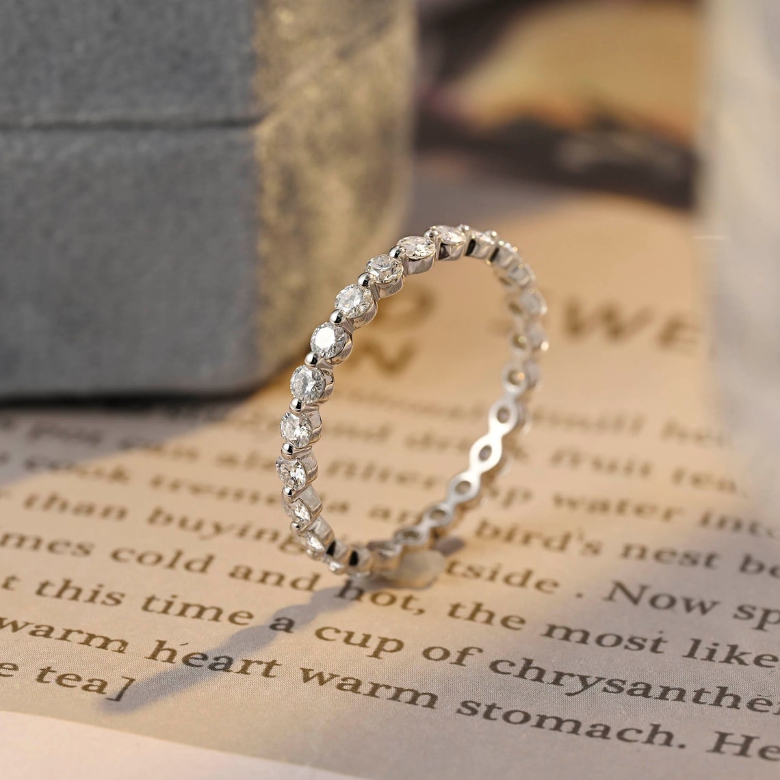 0.45 TCW Round Full Eternity Moissanite Wedding Band