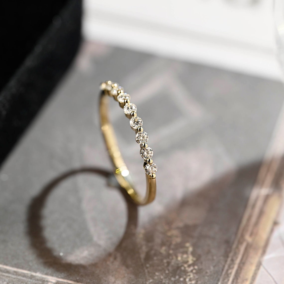 0.3 TCW Round Half Eternity Moissanite Wedding Band
