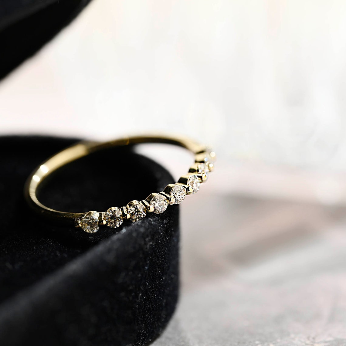 0.3 TCW Round Half Eternity Moissanite Wedding Band