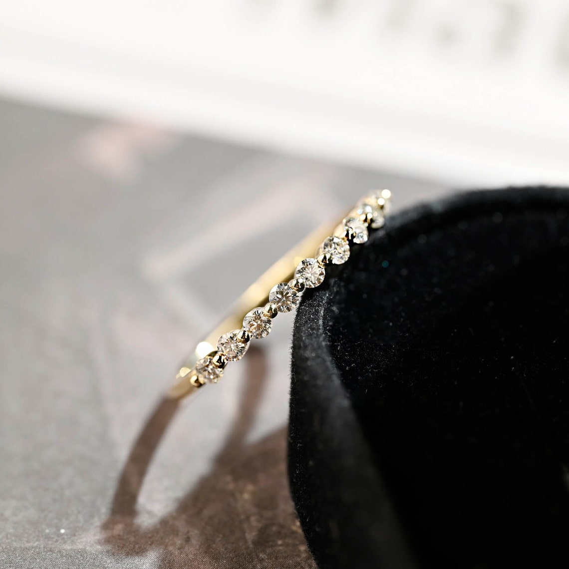 0.3 TCW Round Half Eternity Moissanite Wedding Band