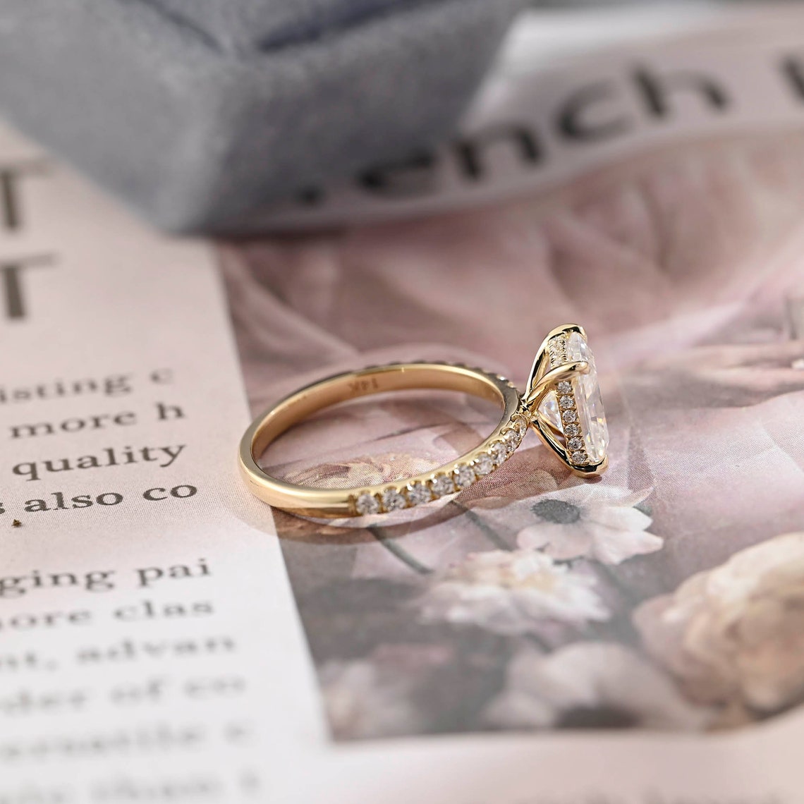 3 CT Radiant Pave Moissanite Engagement Ring