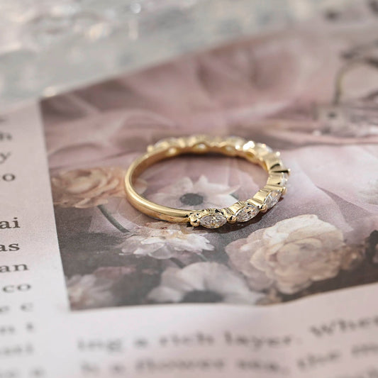 0.4 TCW Marquise Half Eternity Moissanite Wedding Band