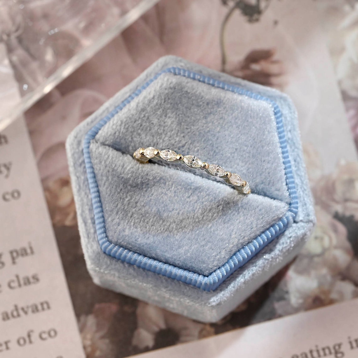 0.4 TCW Marquise Half Eternity Moissanite Wedding Band