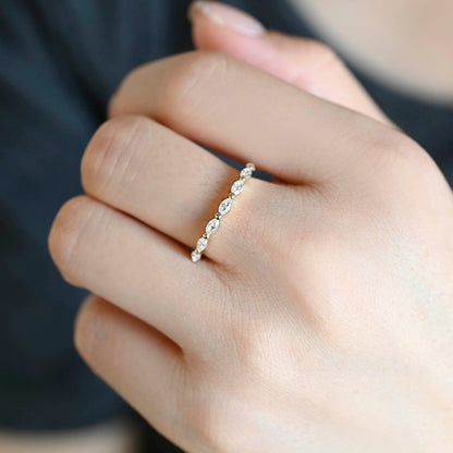 0.4 TCW Marquise Half Eternity Moissanite Wedding Band