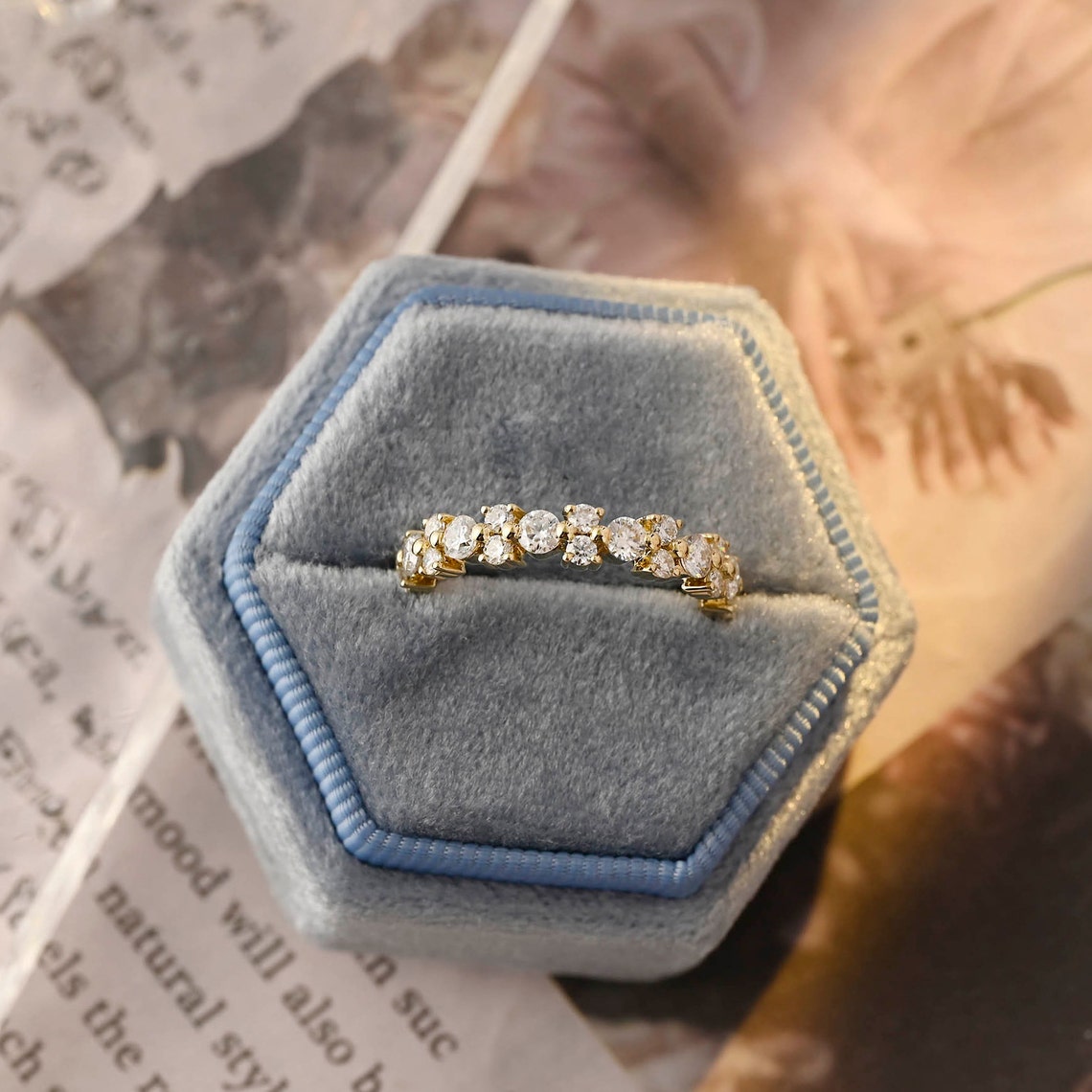 0.2 TCW Round Cluster Moissanite Wedding Band