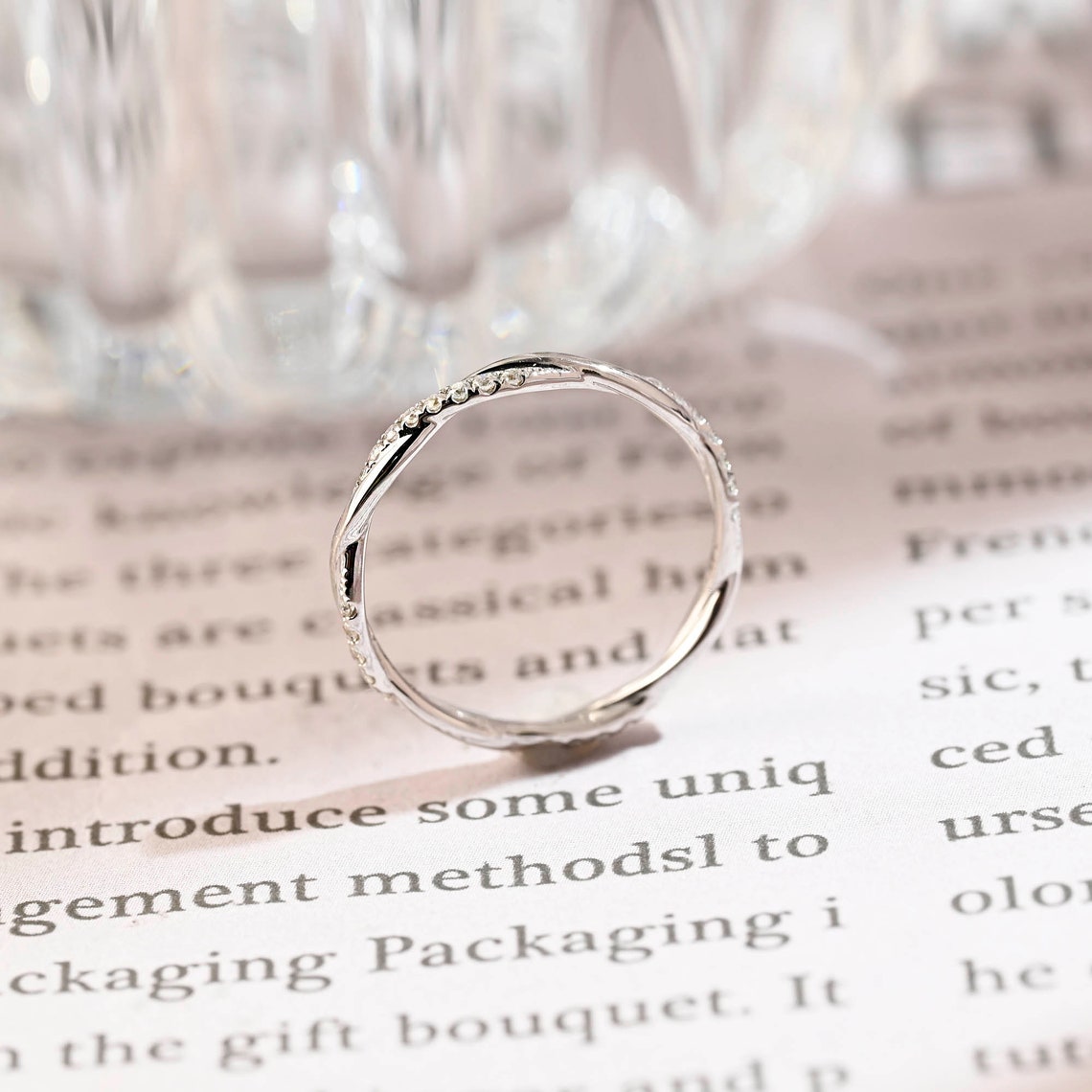 0.2 TCW Round Twisted Moissanite Wedding Band