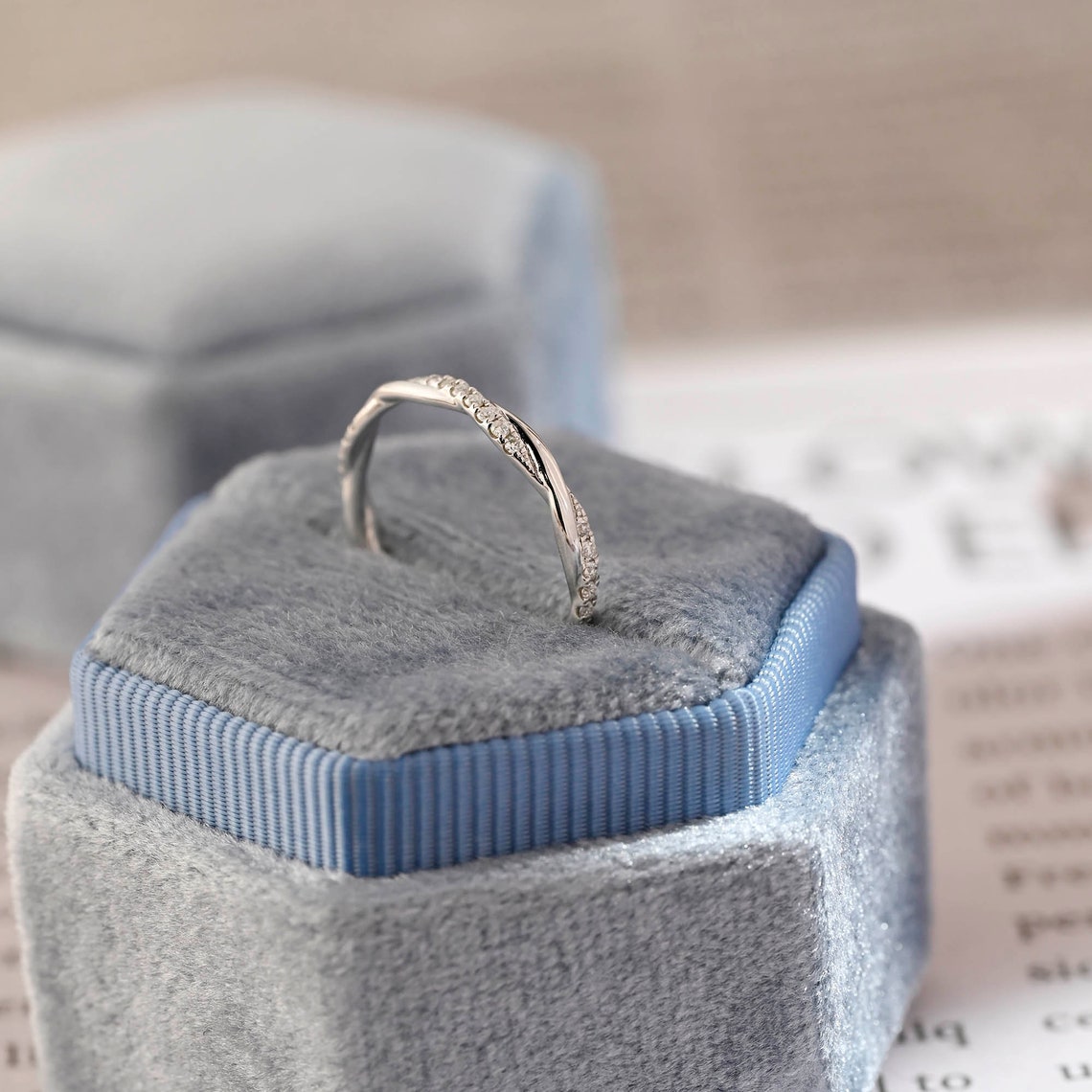 0.2 TCW Round Twisted Moissanite Wedding Band