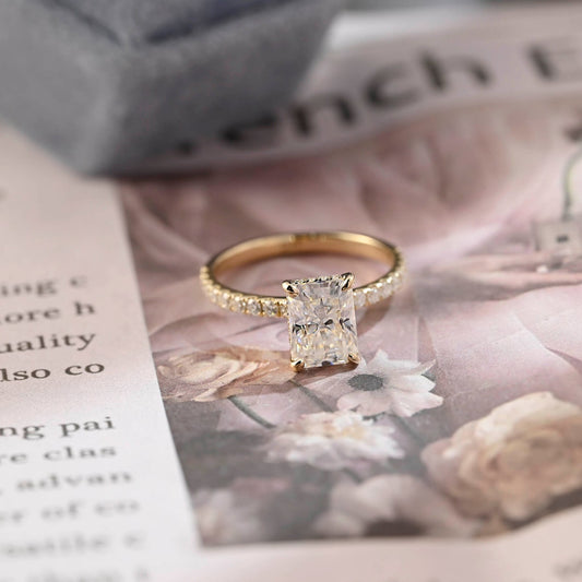 3 CT Radiant Pave Moissanite Engagement Ring