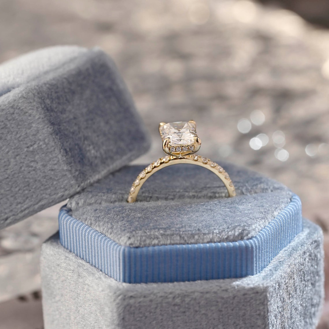 3 CT Radiant Pave Moissanite Engagement Ring