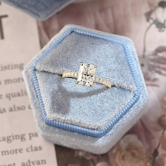 3 CT Radiant Pave Moissanite Engagement Ring