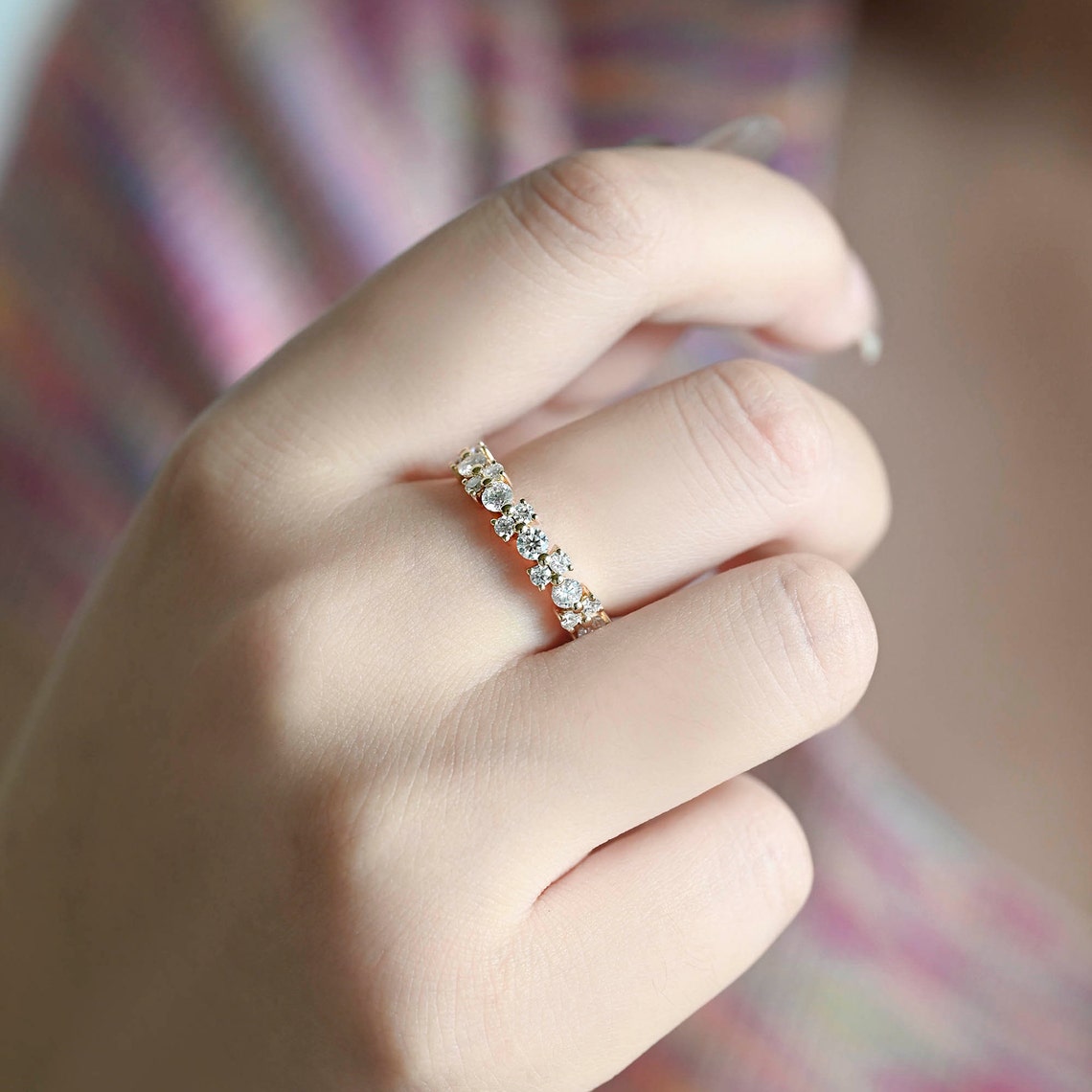 0.2 TCW Round Cluster Moissanite Wedding Band